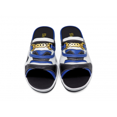 Men Sandals SKF-38 Black&Blue Nappa-White Pebble grain Microfiber Leather